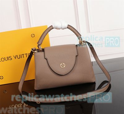 Young Girl Top Clone L---V Light Tan Genuine Leather Soft Shoulder Bag 